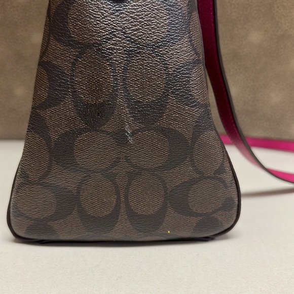 🔥🔥🔥Coach Signature Canvas Pink Leather Strap Crossbody Shoulder Bag - Picture 8 of 15